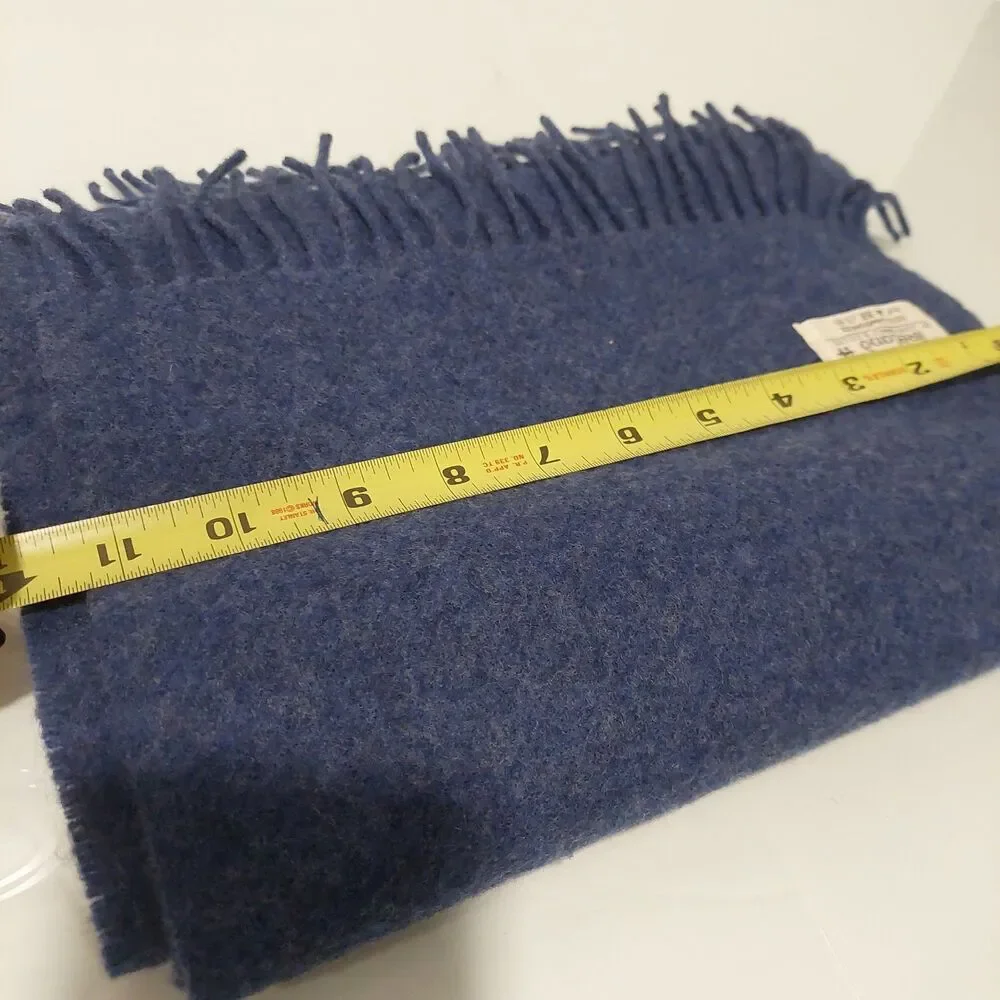 Vtg John Hanly Long BLUE Scarf 100% Irish Lambswool Woven In IRELAND 64